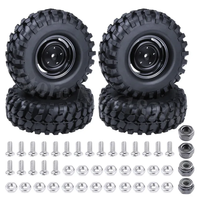 Cheap 4pcs 108mm 1.9" Tires & Alloy Wheel Rim 12mm Hex Hub Mount RC 1:10 Climbing Rock Crawler Tyre