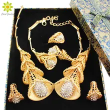 Для женщин свадебный подарок Африканский Бусины Ювелирные украшения Наборы для ухода за кожей Хрустальный цветок кулон Цепочки и ожерелья earringsset+ подарок Коробки