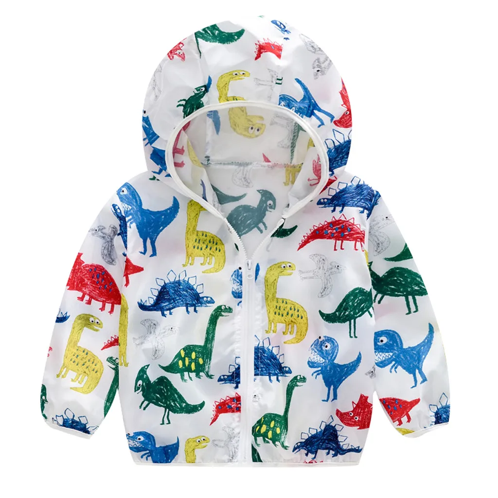 Toddler Kids Summer Sunscreen Jackets Printing Hooded Outerwear Zipper Coats roupa de frio infantil chaqueta bebe invierno new - Цвет: Red