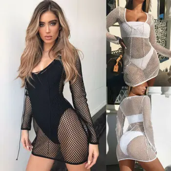 

Women Summer Beach Bikini Cover Up Crochet Swimwear Pareos Dress Bathing Suit