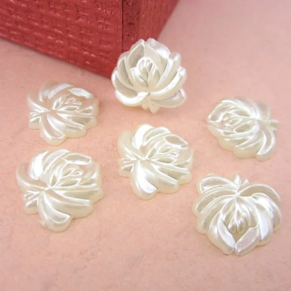 

Free shipping 50pcs 15MM Ivory Flower Beads Craft ABS Imitation Pearls Flatback For Art Scrapbooking/DIY Decoration