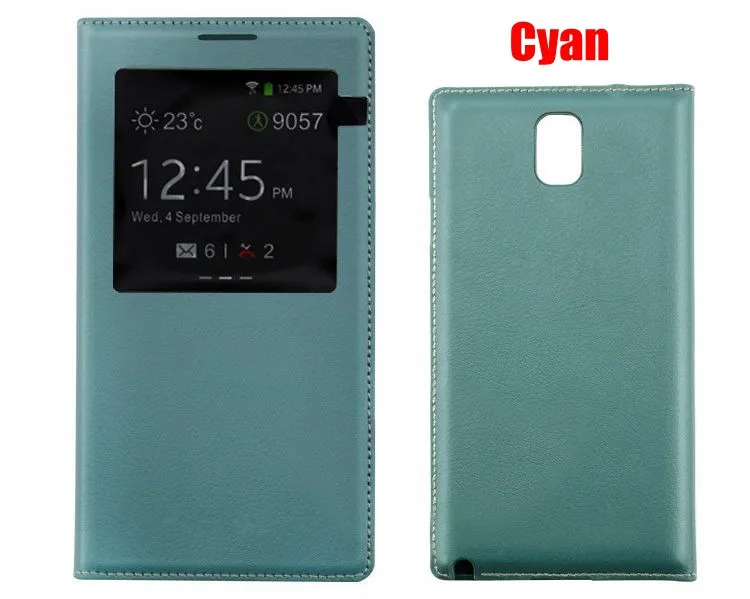 Флип-чехол с функцией автоматического сна, смарт-сенсорная панель с чипом, кожаный чехол для samsung Galaxy Note 3 Note3 N9000 N9005 - Цвет: cyan