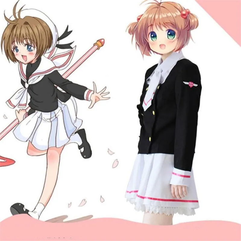 Japanese anime Cardcaptor Sakura KINOMOTO SAKURA Daidouji Tomoyo Cosplay Costumes Halloween Party Sets Dress Accessories