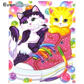 

Evershine Diamond Painting Cat Full Square Diamond Mosaic Rhinestone Cross Stitch Diamond Embroidery Animals Home Decoration