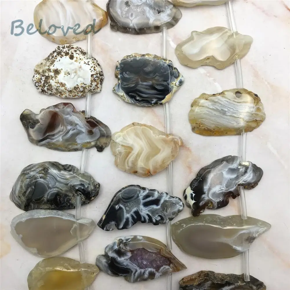 

Natural Freeform Druzy Agates Geode Slice Loose Beads,Raw Agates Quartz Slab Gems Jewelry Making Beads, BG18269