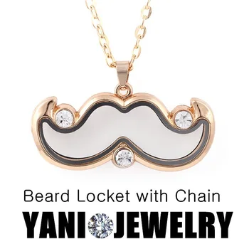 

10pcs/lot Free Chain Alloy Beard Floating Locket with Rhinestone Living Memory Locket Necklace