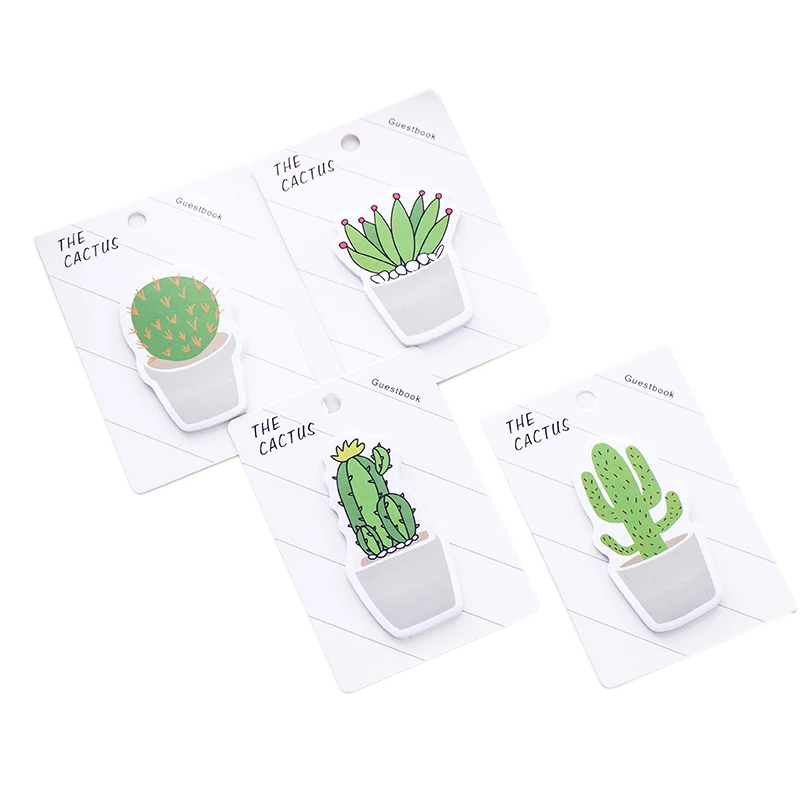 

4 Pcs/Lot Green Cactus Sticky Note Plant Sticker For Diary Planner Post Stick Marker Stationery Office School Supplies