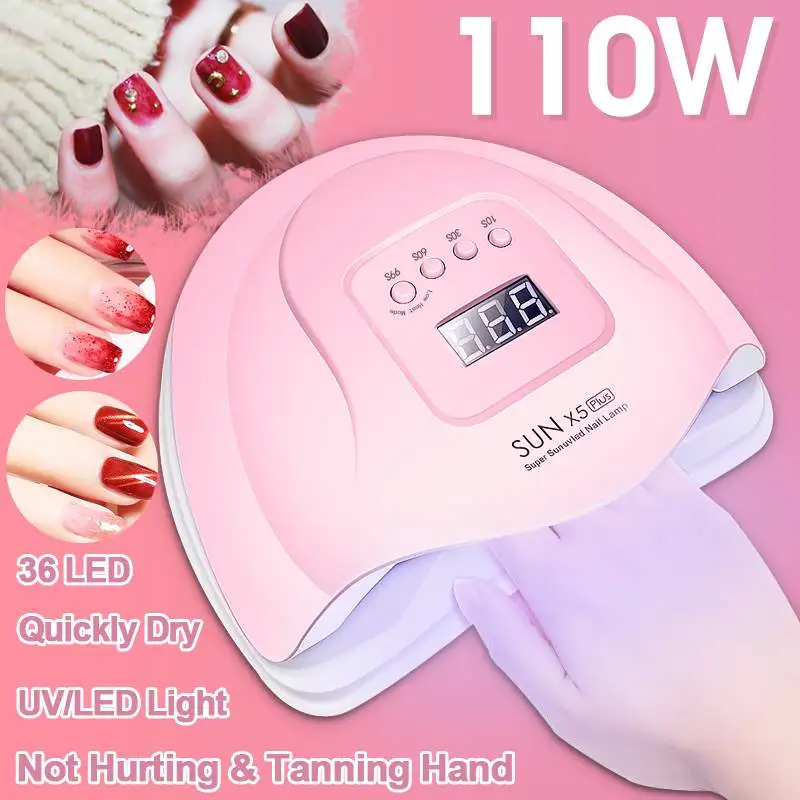 

110W 36 LEDs SUN X5 Plus 4 Modes UV Lights Nail Lamp Dryer Gel Polish Manicure Machine Infrared Sensing 10s/30s/60s/99s Timer