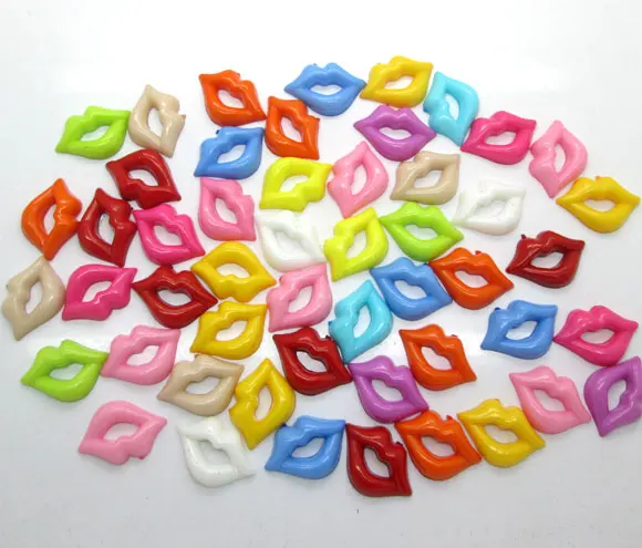 

100Pcs Mixed Acrylic Lips Beads Decoration Crafts Flatback Cabochon Scrapbooking Fit Phone Embellishments Diy Accessories