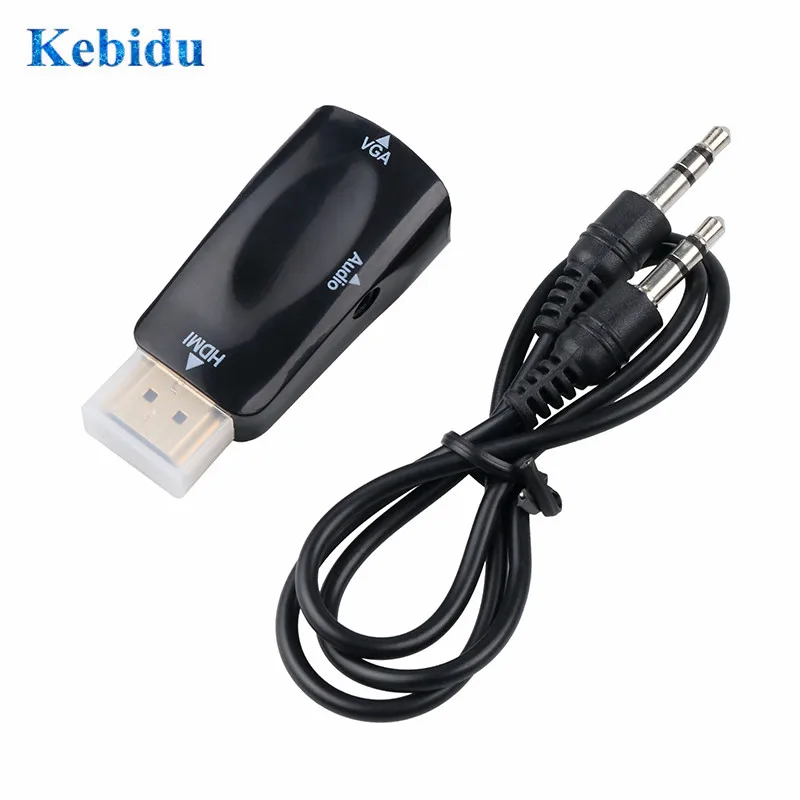 

Kebidu HDMI to VGA Converter With Audio Cable Male to Female for PC Laptop Tablet Support 1080P HDTV Adapter Hot Sales