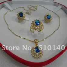 3 шт. синий хрустальные украшения кулон Цепочки и ожерелья серьги ring8# Set n22022vvn