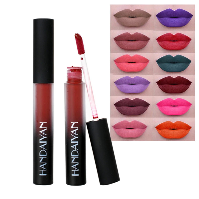 

Matte Liquid Lipstick Waterproof Batom Lipglos Moisturizer Red Lip Gloss Makeup Liptick Maquiagem Nude Cosmetics 12 Color