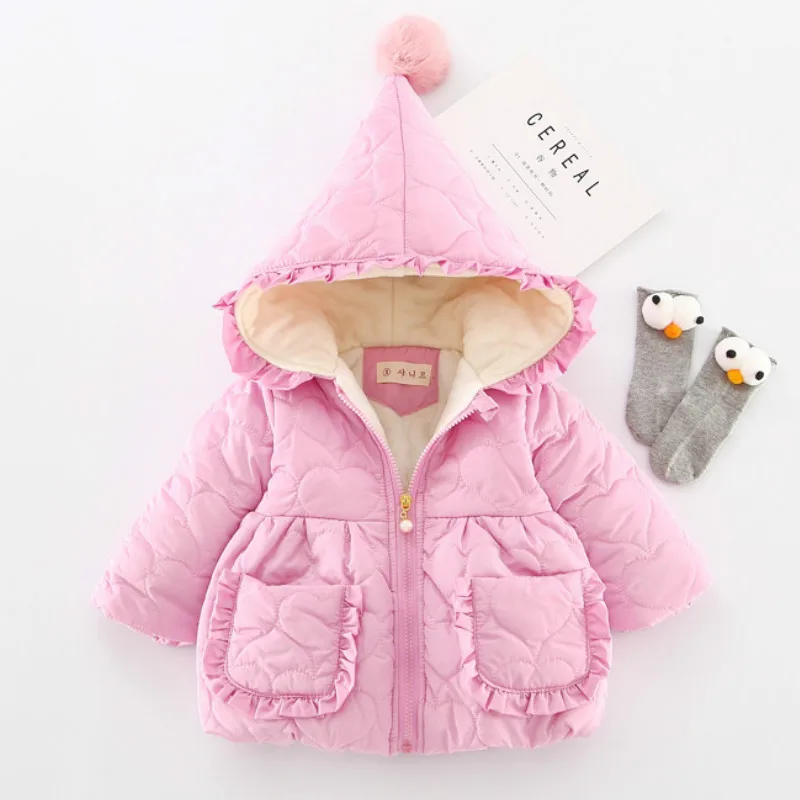 

New Baby Girls Coat 2018 Autumn Winter Jackets for Small Girls Cute Warm Outerwear Hooded Kids Coats for 1-2-3 Years Clothing