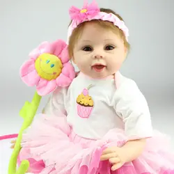 22 дюйм(ов) 55 см Прекрасный Силиконовые Reborn куклы младенца с одеяло цветок реалистичные ручной работы детские живы куклы для девочек