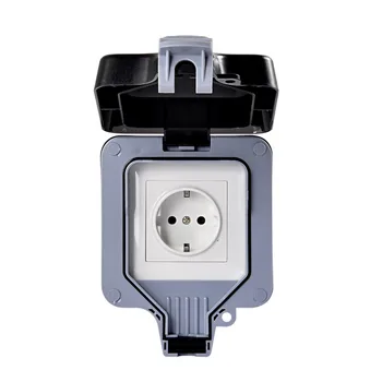 

IP66 European Standard Power Outlet Waterproof and Bright Outdoors Cover Wall Socket 16A 250V