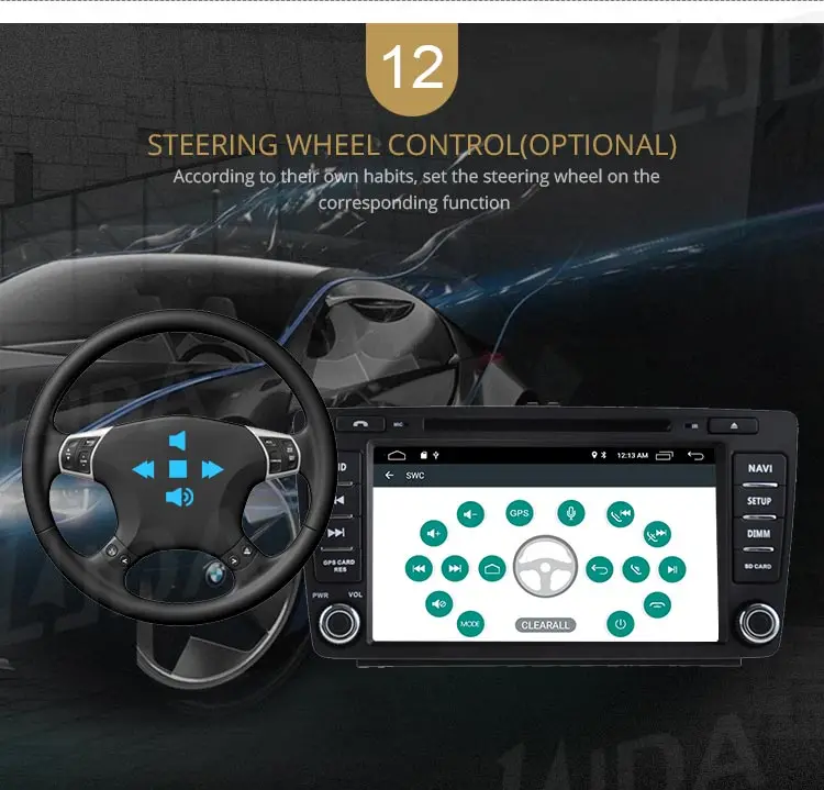 Sale LJDA 8 Inch 2 DIN Anrdroid 9.1 Car DVD Player For SKODA Octavia 2009-2013 Bluetooth WIFI GPS Navigation Radio Multimedia 2G RAM 14
