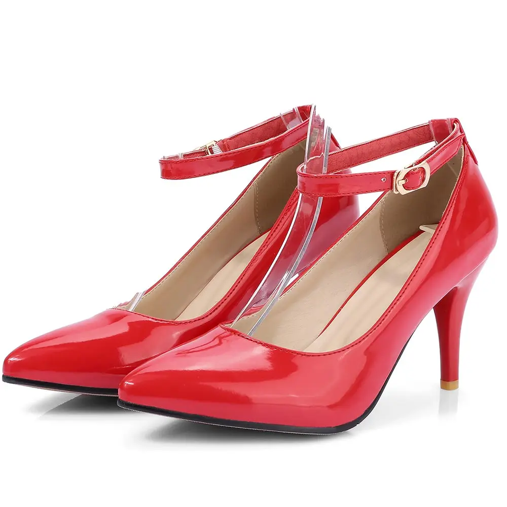 SGESVIER/женские туфли-лодочки, женские туфли с ремешком на щиколотке, туфли-лодочки на тонком высоком каблуке, весенние женские туфли с острым носком, офисная обувь размера плюс 31-47 OX308