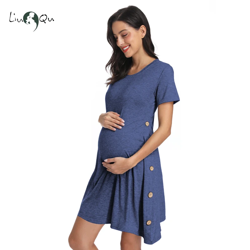 Women's Maternity Dress Pregnancy Nursing Breastfeeding Dresses Button Summer Casual Womens Clothing Plus Size Mama Clothes