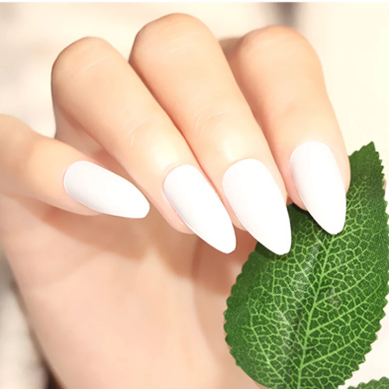 

Fake nail white matte matte nail tip fashion nail type 2019 24pcs MJ03