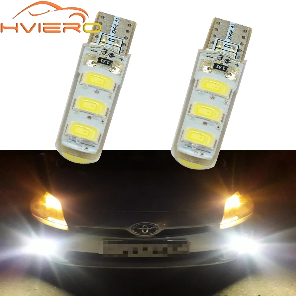 

2X Car LED T10 510 W5W DC 12V Canbus 6SMD Silicone shell LED Tail Lights Bulb No Error Led Parking Fog light Auto Car Wedge Lamp