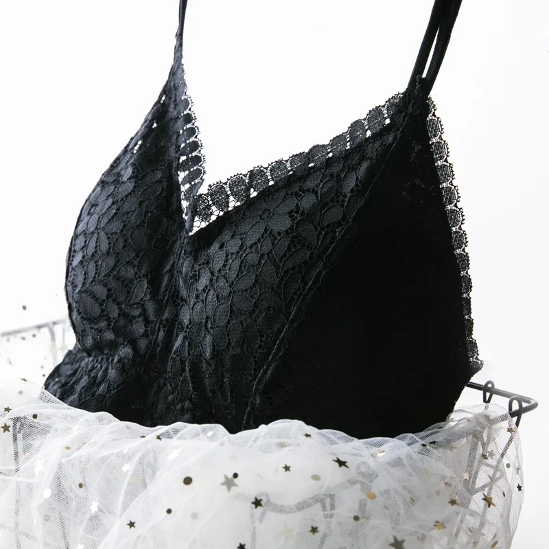 

Women's Large Size Bra Push Up Wireless Big Sexy Lace Bra Back Cross Stringed Openwork Tube Top Bralette Bra Plus Size