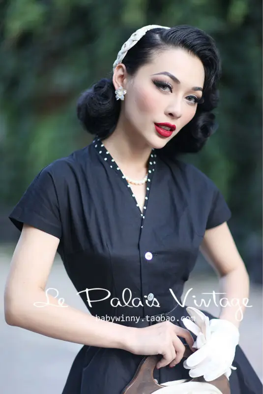 Le Palais винтажное ретро элегантное 1950 классическое черное тонкое приталенное платье/ТРАПЕЦИЕВИДНОЕ