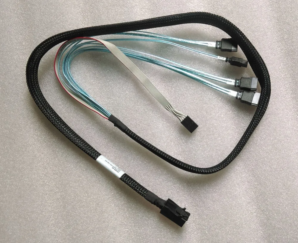 

100cm Length MiniSAS HD Data Cable Support 12Gb/s SFF-8643 to 4 SATA + 8Pin SGPIO Light Line