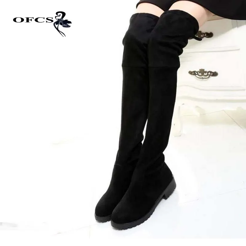 

2018 new Slim Boots Sexy over the knee high Suede women snow boots women's fashion winter thigh high boots shoes woman