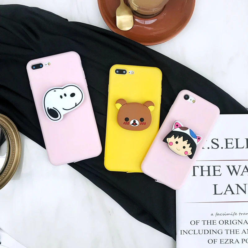 Rilakkuma кольцо с Тоторо Стенд Ручка чехол для iPhone SE 6 7 8 Plus Xs XR MAX чехол для samsung A8 J6 J8 S8 S9 S10 Plus Note 8 9 10