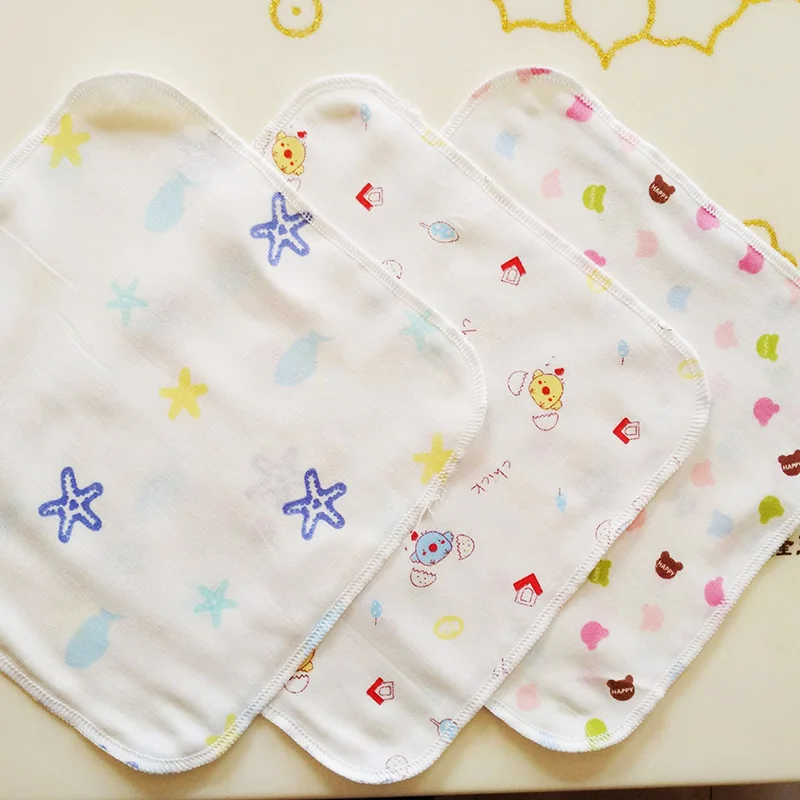 10pcs Baby Infant Towel 28*28cm Muslin Towel Handkerchiefs Two Layers Wipe Baby Feeding