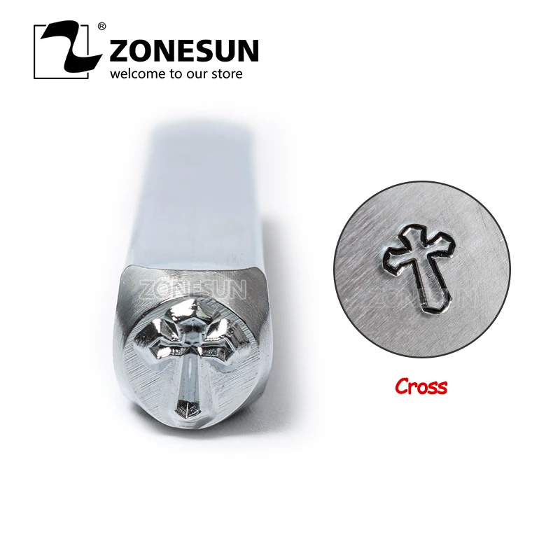 ZONESUN крест ювелирные изделия штампованная металлическая Алфавит логотип стальные штампы для тиснения инструмент для маркировки штамповка для золотого кольцо браслет ожерелье