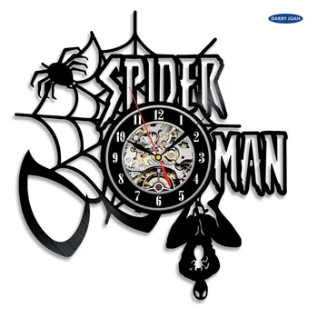 

Creative Handmade Spiderman Black Vintage Vinyl Clock la crosse dial vision