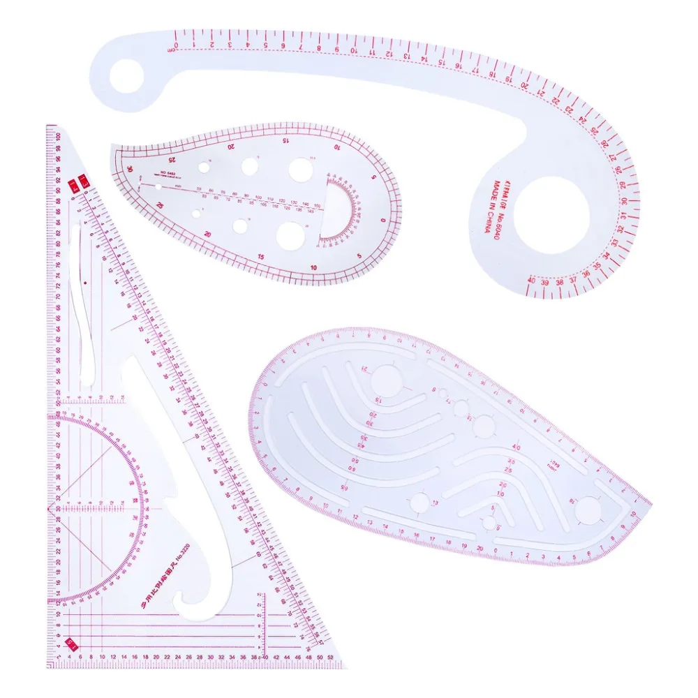 

4Pcs/Set Multi Styling Design Drawing Comma Line Triangle French Curve Rulers Sewing Tailor Craft