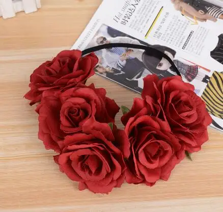 2017 Bride Bohemian Artificial Flower Headband Festival Wedding Floral Garland Hair Band Girl Headpiece Women Hair Accessories janevini artificial rose bridegroom corsages flowers red bride wrist bracelet wedding brooch for groom boutonniere femme mariage