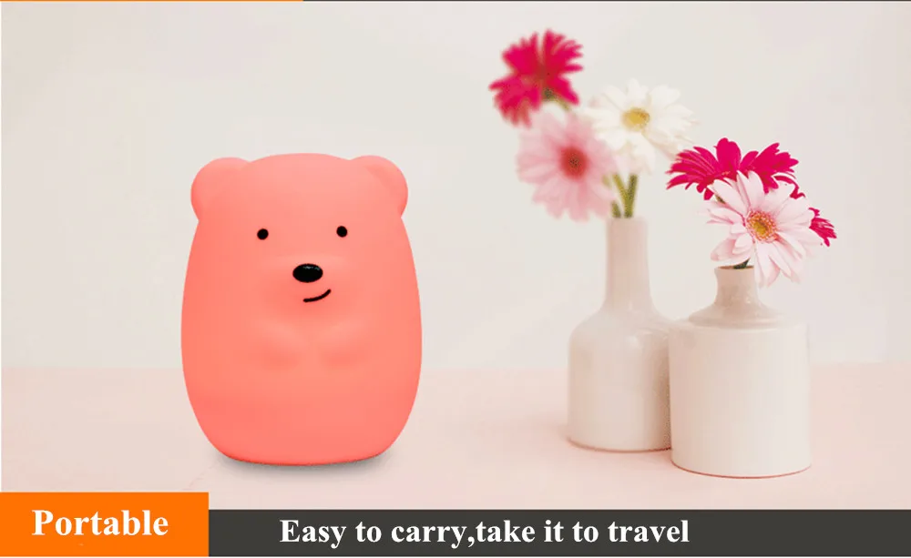 SuperNight Cute Bear Dog Monkey Fox LED Night Light Touch Sensor Colorful Silicone Cartoon Table Lamp for Children Kids Baby (6)