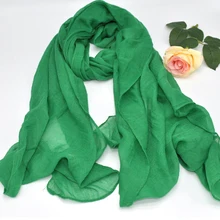 Модный однотонный хлопковый льняной женский шарф зеленый теплый плащ осень зима Дамский шарф Вуаль Женская шаль Женский Пашмина
