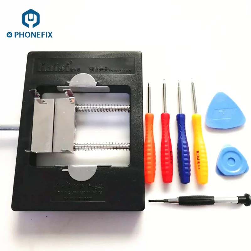 

PHONEFIX KS-1200 BGA Motherboard Clamp Fixture PCB Rework Station with Screwdriver Set 2 Pry Triangle Bars and Fixture Holder