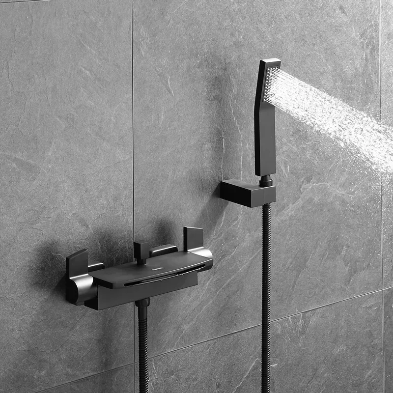 Preise Tuqiu Badewanne Dusche Wasserhahn Wasserfall Wasserhahn Einzigen Griff Mischbatterie Gold Schwarz Weiß Chrom ABS Handbrause Bad   dusche Wasserhahn
