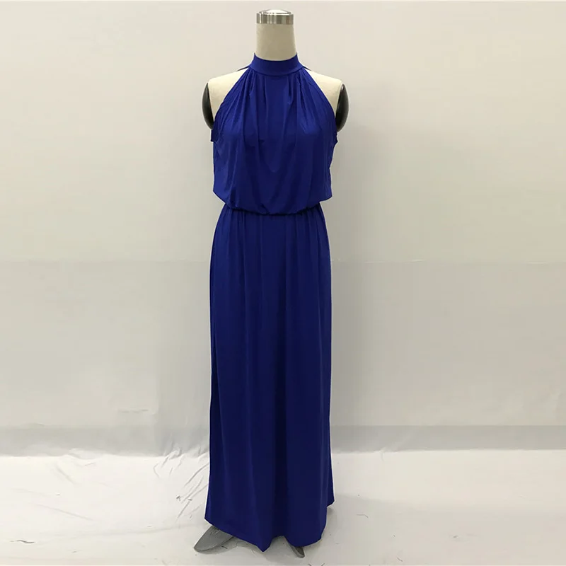 Kostlich Loose Casual Plus Size Ladies Dreses Elastic Waist Back Bow Tie Sexy Women Long Dress O-Neck Sleeveless Summer Dress (22)