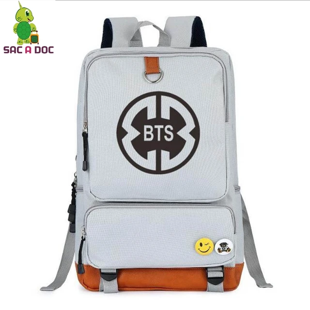 Kpop BTS Canvas Backpack Women Men Large Capacity Travel Rucksack V