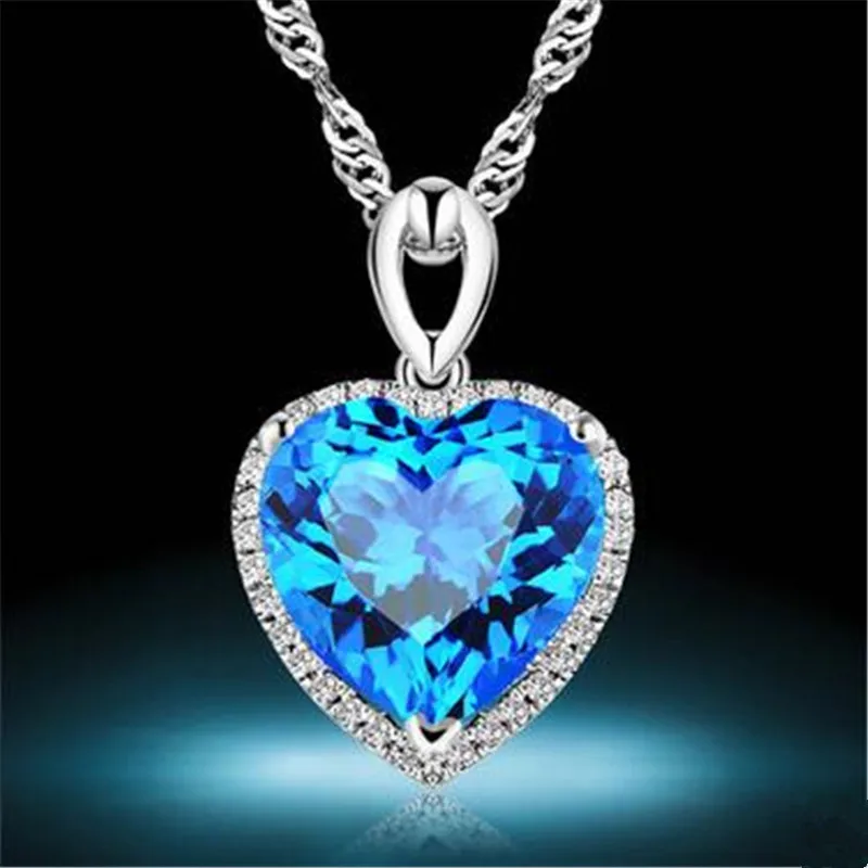

S925 Silver Heart Topaz Pendant Sterling Fine Jewelry Bridal Wedding Engagement Love Necklace Pendants Bijoux Femme No Chain