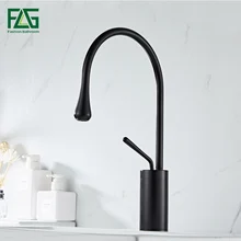 FLG Basin Faucets Modern Black Bathroom Faucet Waterfall faucets Single Hole Cold and Hot Water Tap Basin Faucet Mixer Taps 1067 black basin faucets modern style bathroom faucet deck mounted waterfall single hole mixer taps both cold and hot water crane9273
