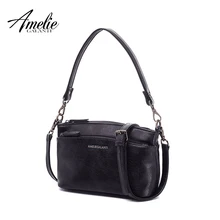 AMELIE GALANTI Ladies small flap messenger bag casual fashionable practical suitable many pockets zipper solid soft versatile