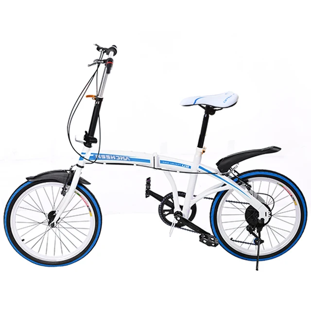 Cheap 20 inch 6 Speed Folding Bicycle  Ladies Practical Portable Disc Brake Bike Blue