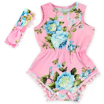 

Baby Girl summer outfits Pretty Romper set Mint Aqua Flower Pom Pom Romper Flower Child Rosy Baby Girl baby floral romper