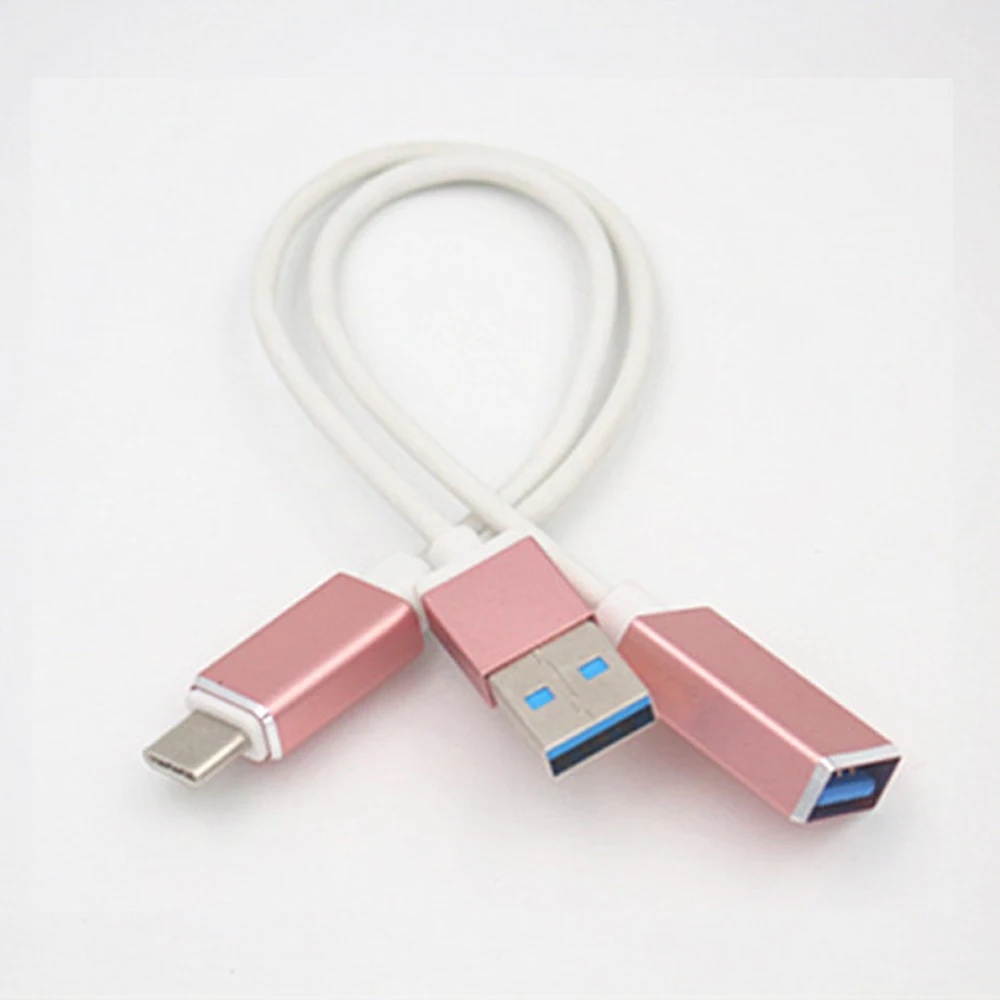 

Metal Shell 2 in 1 Type C Male to USB 3.1 Male/Female Charger Data Cable OTG & Charging Data Transfer Cable