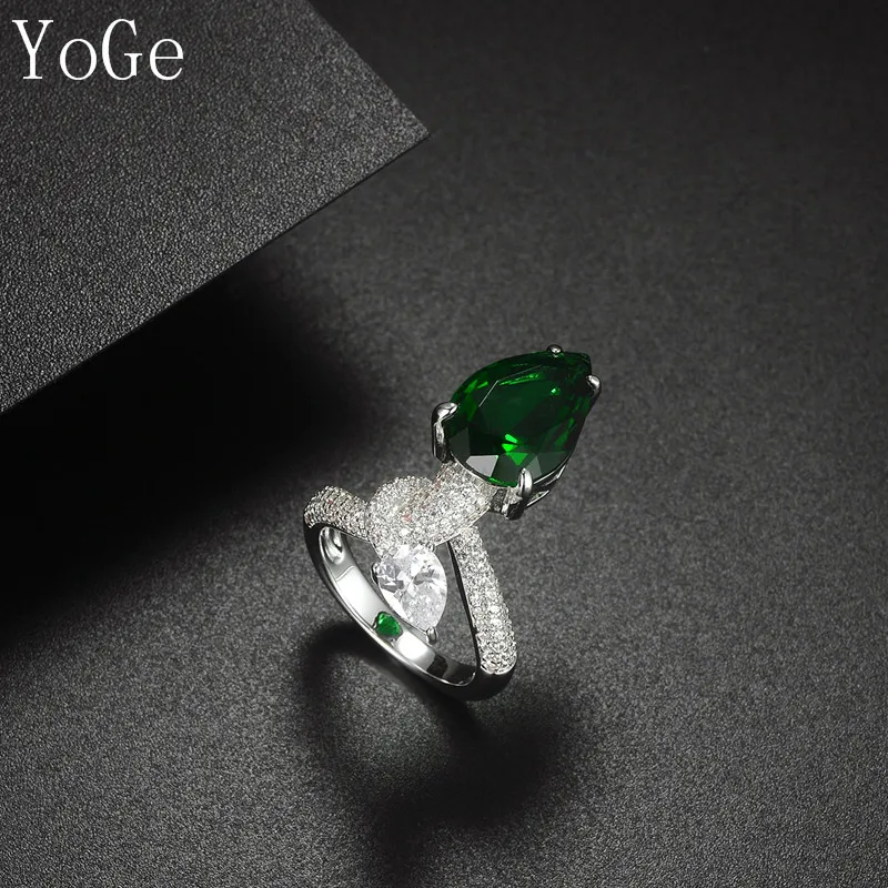 YoGe себе свадебные и вечерние ювелирные изделия для Для женщин, R2510L Мода ААА кубического циркония, Waterdrop каменное кольцо