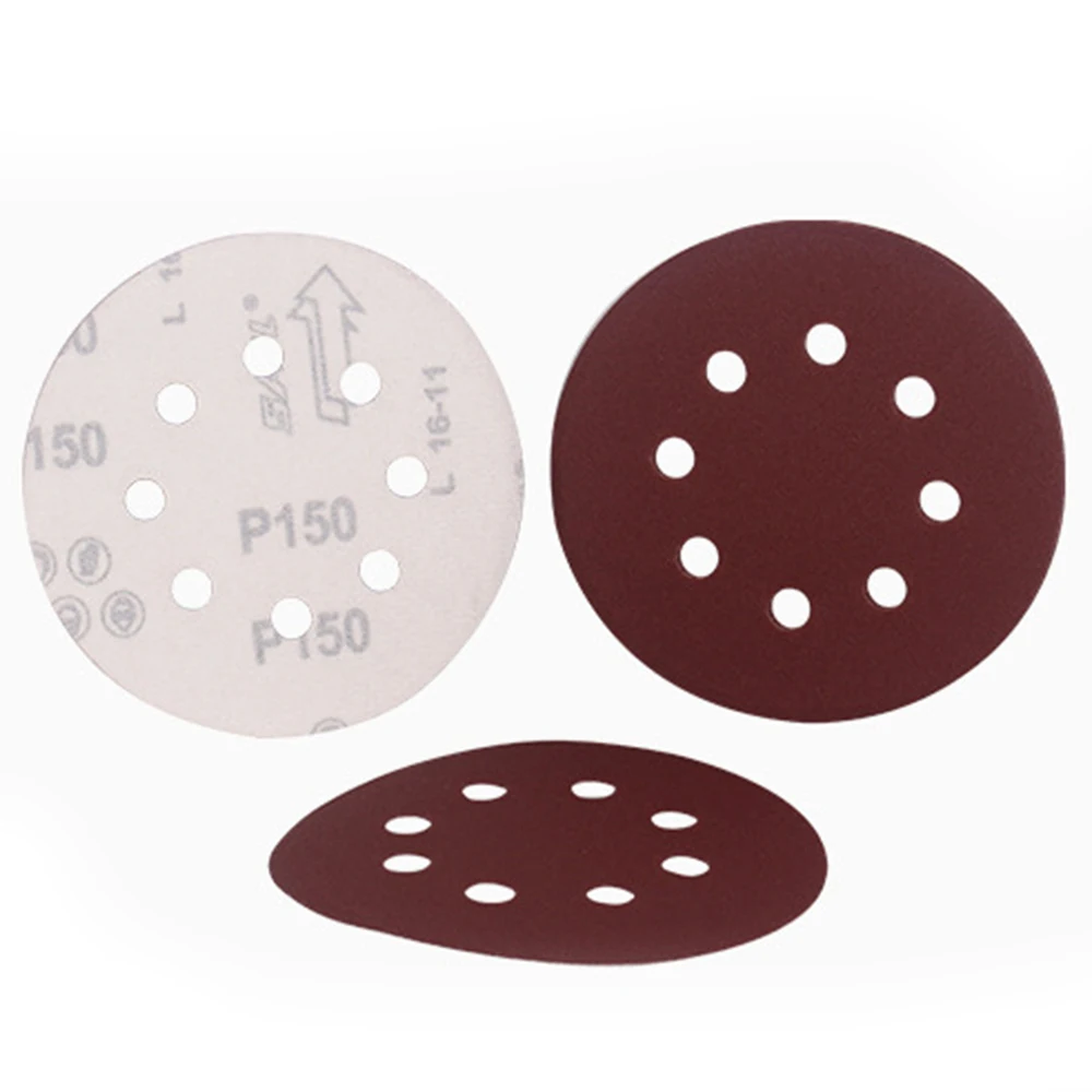 60PCS/sets 125mm 5" Hook Loop Sanding Paper with 8 Hole Sand Pads Set 40Grit-240Grit Sander Disc Abrasives for Polish Machine