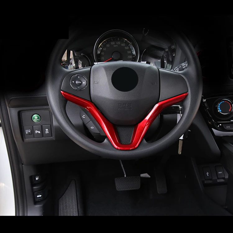 Автомобильные наклейки красное украшение интерьера автомобиля рулевое колесо крышка обрезная рамка для Honda HR-V HRV vezel C1077