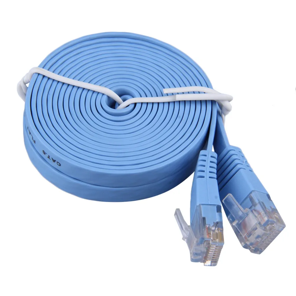

0.5M 1M 2M 3M 5M 10M RJ45 CAT6a 8P8C Flat Ethernet Patch Network Lan Cable Blue In stock!